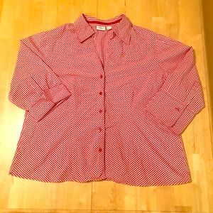 Cato 18/20W Red/White checkered V-Neck 3/4 Sleeve